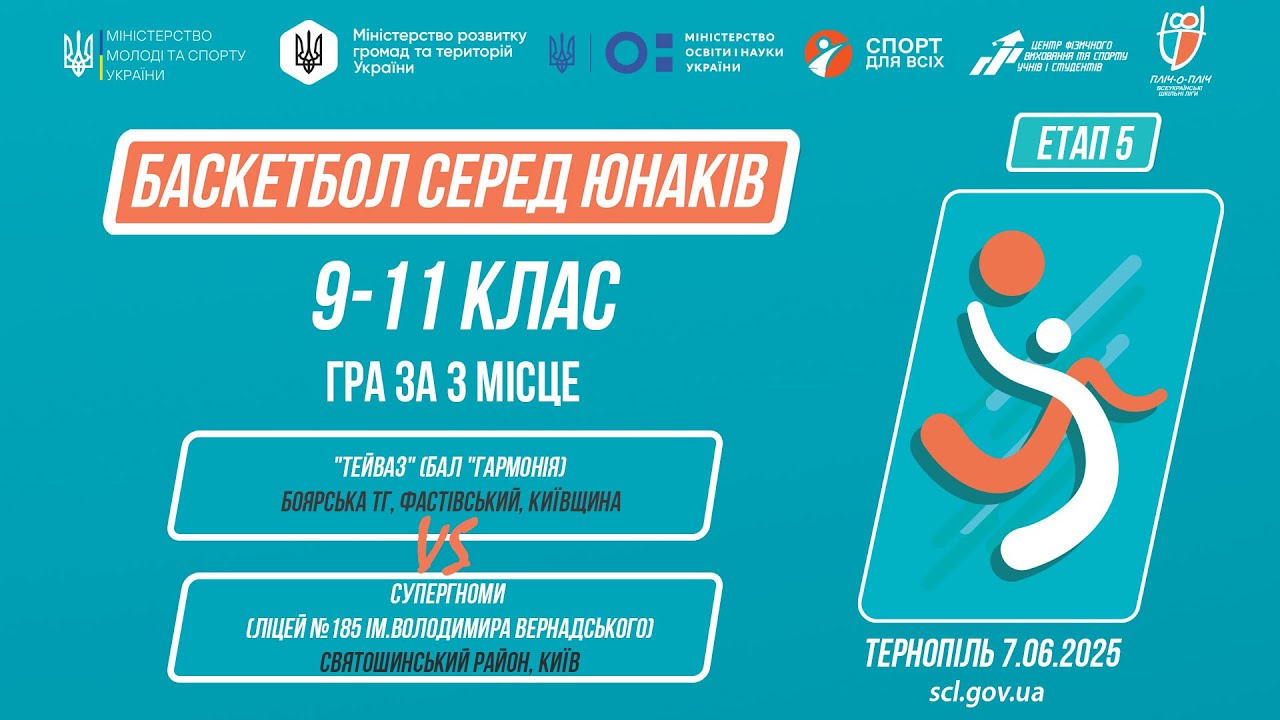 Баскетбол [юнаки] 9-11 класи | Гра за 3 місце | Пліч-о-пліч [ Етап 5 ]