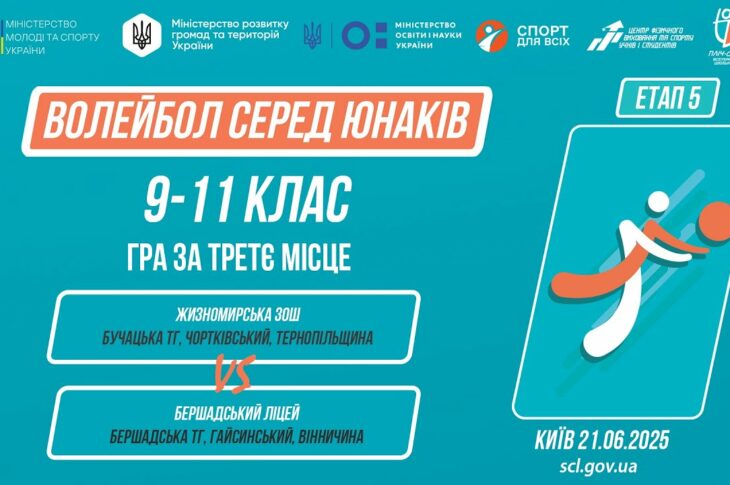 13:00 ВОЛЕЙБОЛ | Юнаки 9-11 класів | Гра за 3 місце | Пліч-о-пліч: Етап 5
