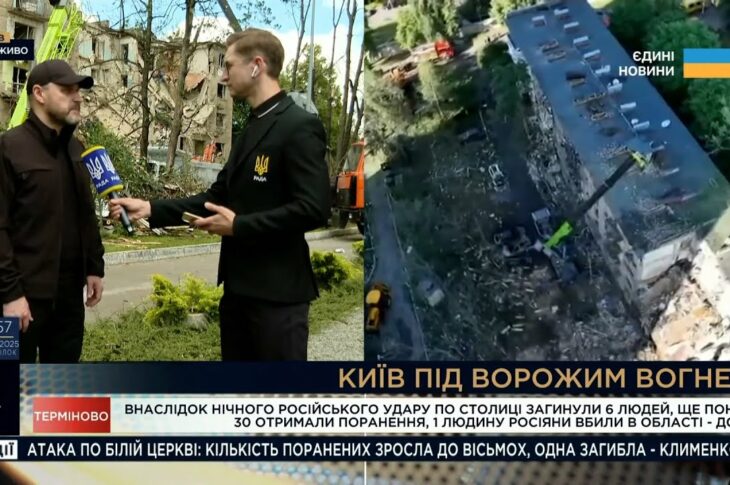 Ігор Клименко на місці атаки в Києві: позмінно працюють по 100 рятувальників