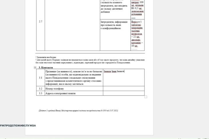 Як оформити повідомлення про намір першого введення в обіг дієтичних добавок