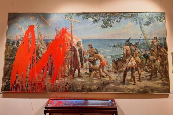 Новини світу - Активістки облили картину про Колумба в Мадриді